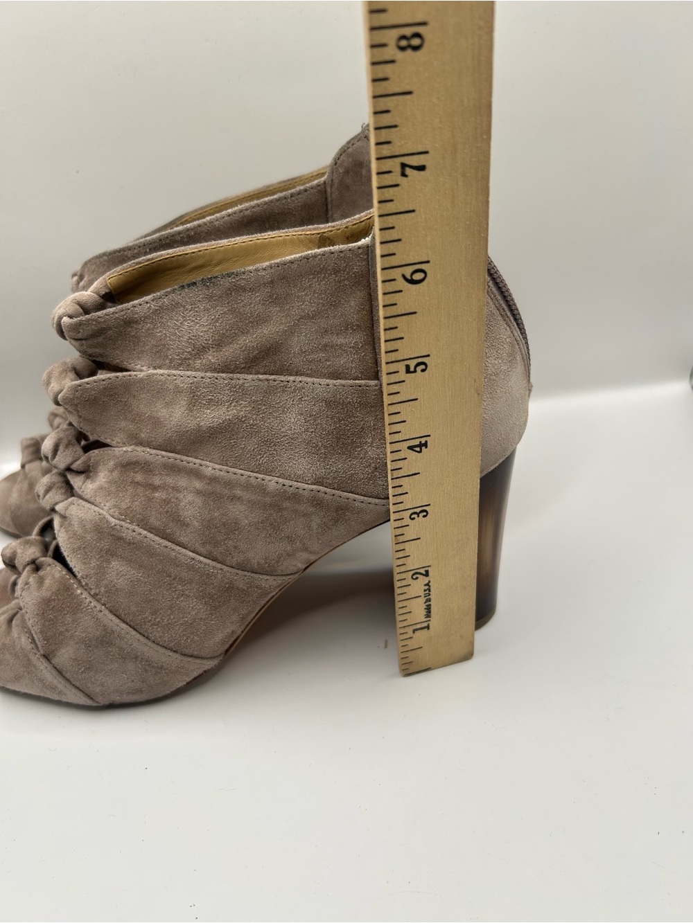 VANELI Gray Suede Peep Toe Booties Chunky Block Heel Knotted Cutout Shoes 9M - Picture 7 of 7